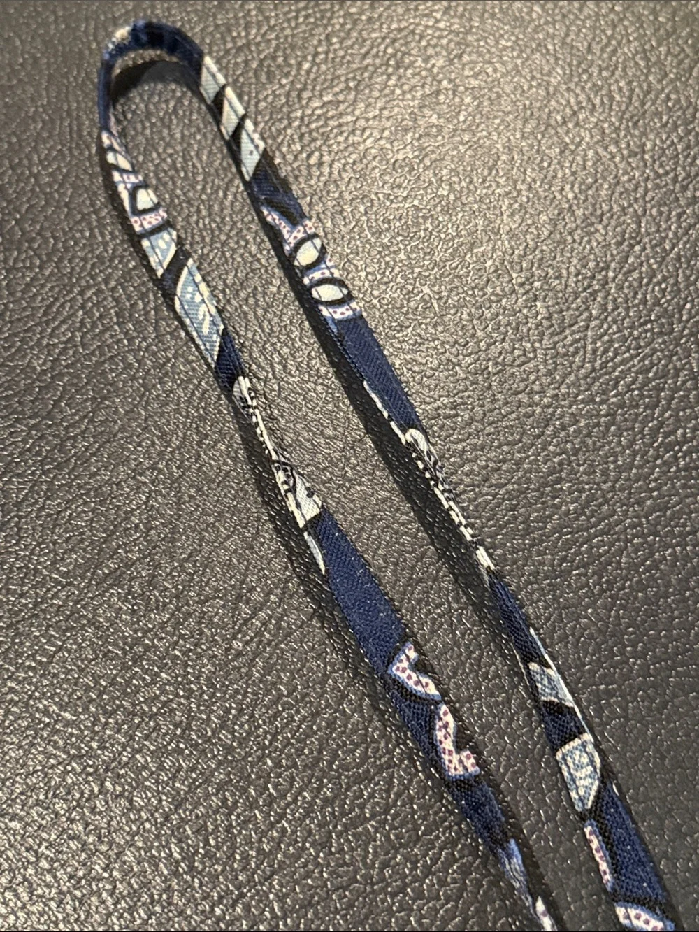 Vera Bradley Navy Floral Printed Lanyard with Silver Hardware